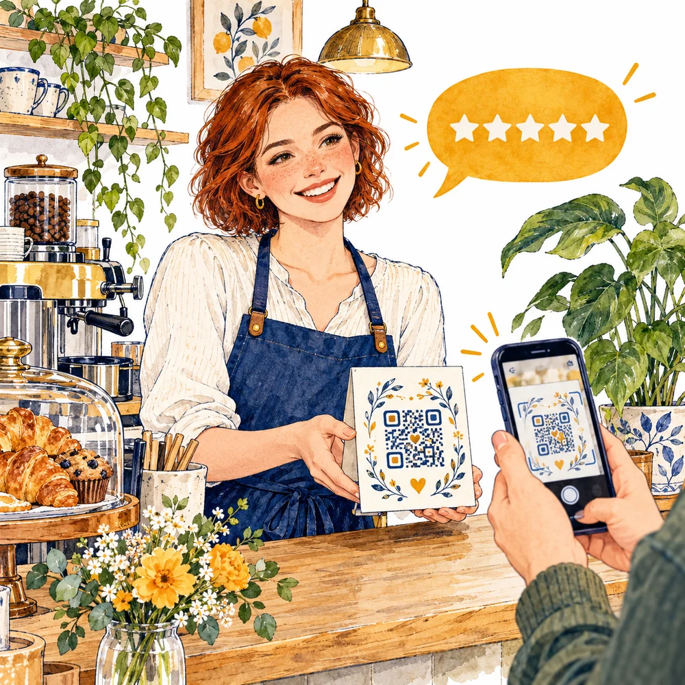 Karta QR do opinii - ilustracja usługi